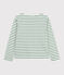 Marinière femme en coton manches longues vert MARSHMALLOW/ PALMERAIE