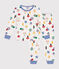 Pyjama en molleton gratté imprimé boules de Noël enfant blanc MARSHMALLOW/blanc MULTICO