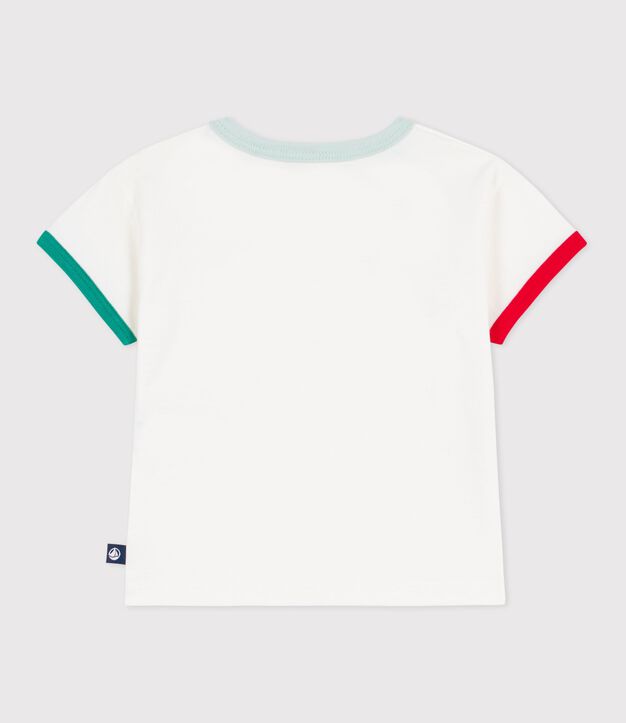 Tee-shirt b&eacute;b&eacute; en coton &agrave; manches courtes &agrave; motif blanc
