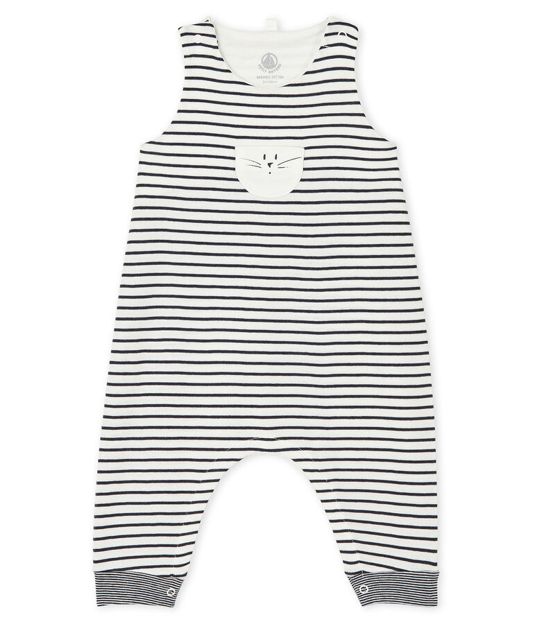 Salopette longue iconique b&eacute;b&eacute; mixte blanc/bleu