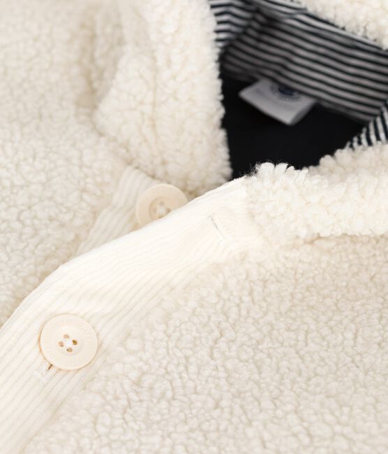 Manteau à capuche bébé ouatiné en sherpa écru MILK