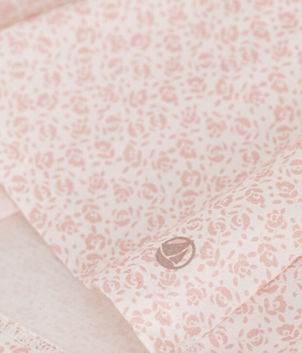 Chemise de nuit en coton motif fleurs enfant blanc/rose