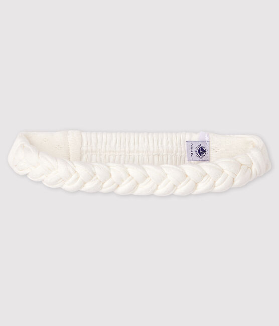 Bandeau cheveux tressé en côte bébé fille blanc MARSHMALLOW