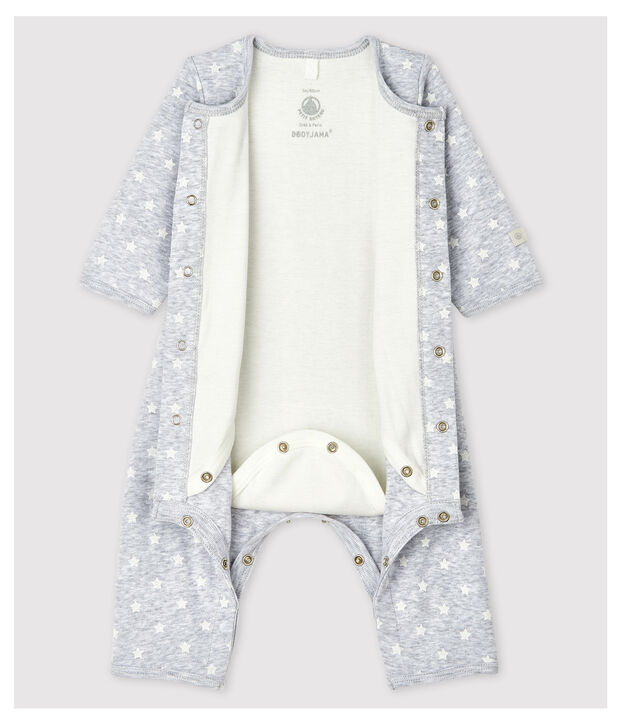 Bodyjama sans pieds b&eacute;b&eacute; en coton biologique gris/blanc