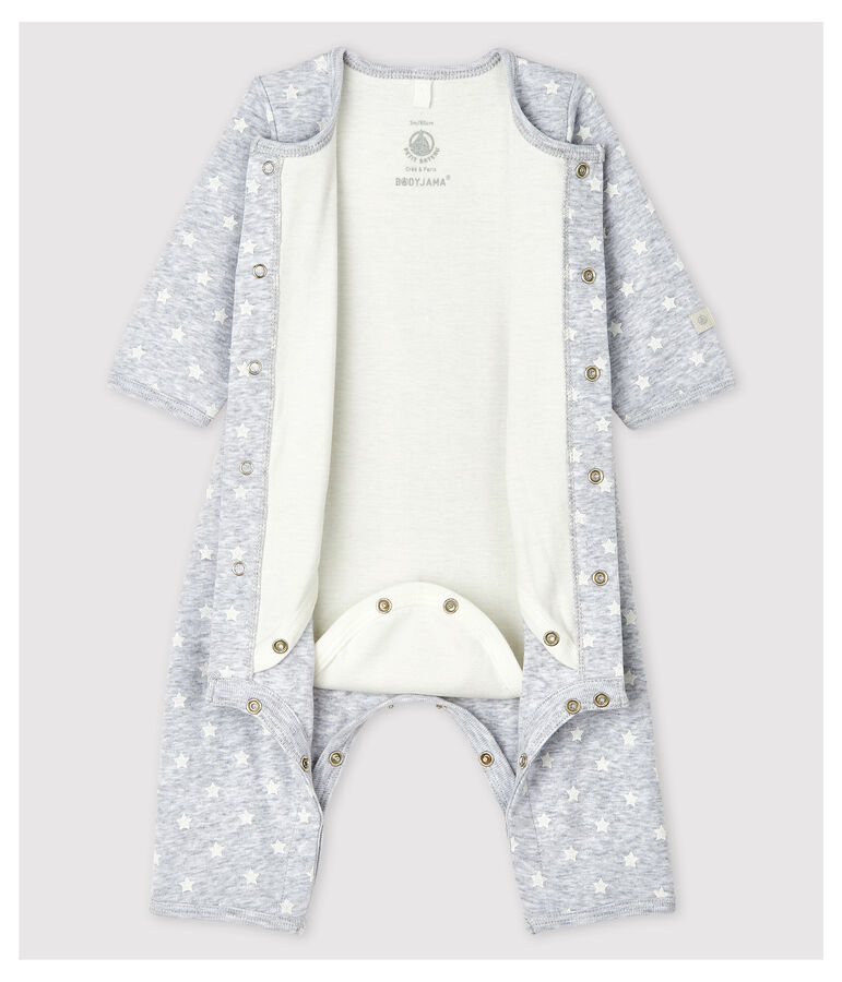 Bodyjama sans pieds b&eacute;b&eacute; en coton biologique gris POUSSIERE/blanc MARSHMALLOW