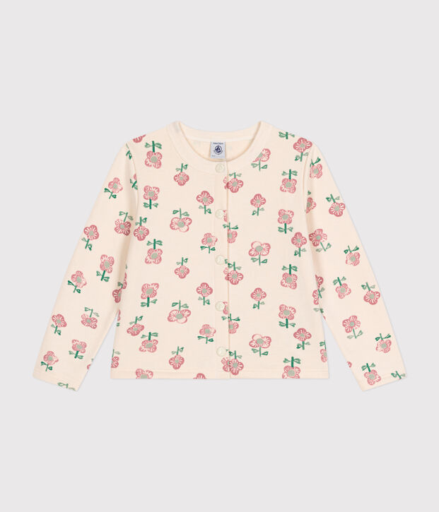 Cardigan en molleton enfant fille &eacute;cru/multicouleur