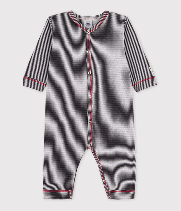 Dors-bien sans pieds &agrave; rayures b&eacute;b&eacute; en coton bleu/blanc