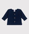 Cardigan bébé tricot point mousse en coton bleu MEDIEVAL