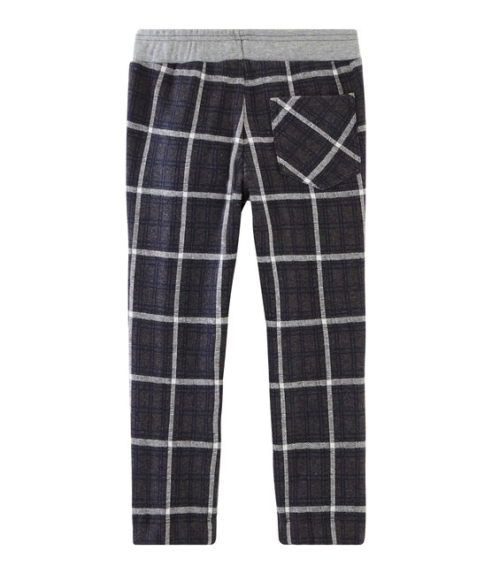 Pantalon maille à carreaux enfant garçon noir CITY/bleu SMOKING/ MARSHMALLOW