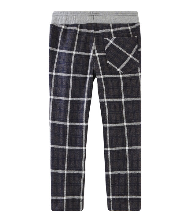 Pantalon maille &agrave; carreaux enfant gar&ccedil;on gris/bleu/blanc