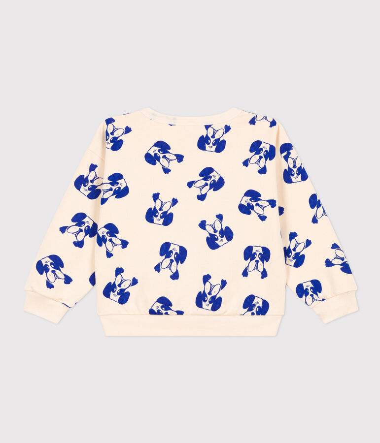 Sweatshirt imprim&eacute; en molleton enfant fille / gar&ccedil;on &eacute;cru/bleu