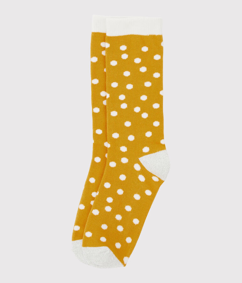 Chaussettes enfant fille jaune/blanc