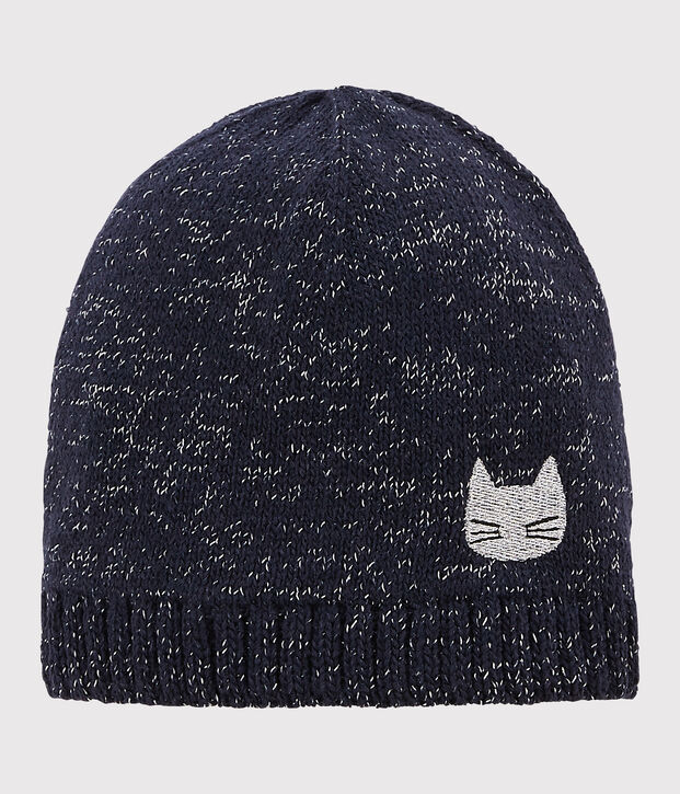 Bonnet enfant fille bleu/gris