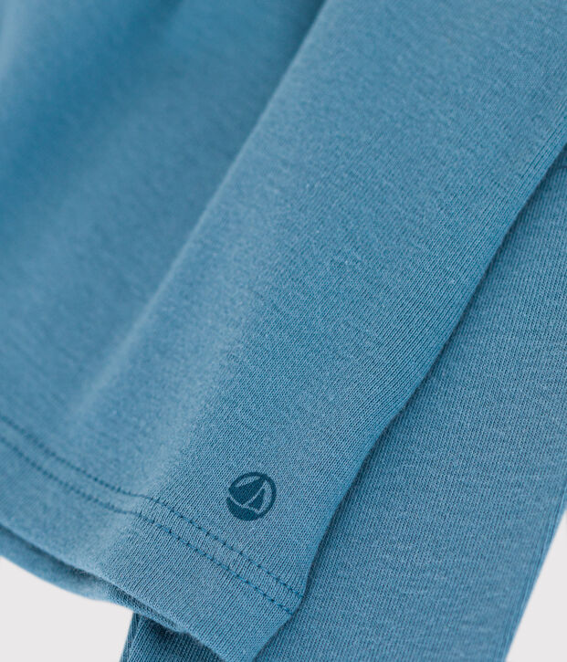Blouse manches longues en coton b&eacute;b&eacute; bleu