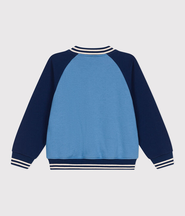 Veste teddy enfant en coton uni bleu/bleu