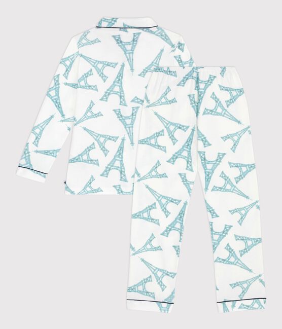 Pyjama boutonné enfant en coton  imprimé blanc MARSHMALLOW/blanc MULTICO