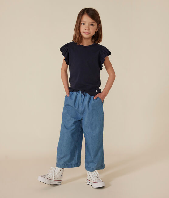 Tee-shirt en coton enfant fille bleu SMOKING