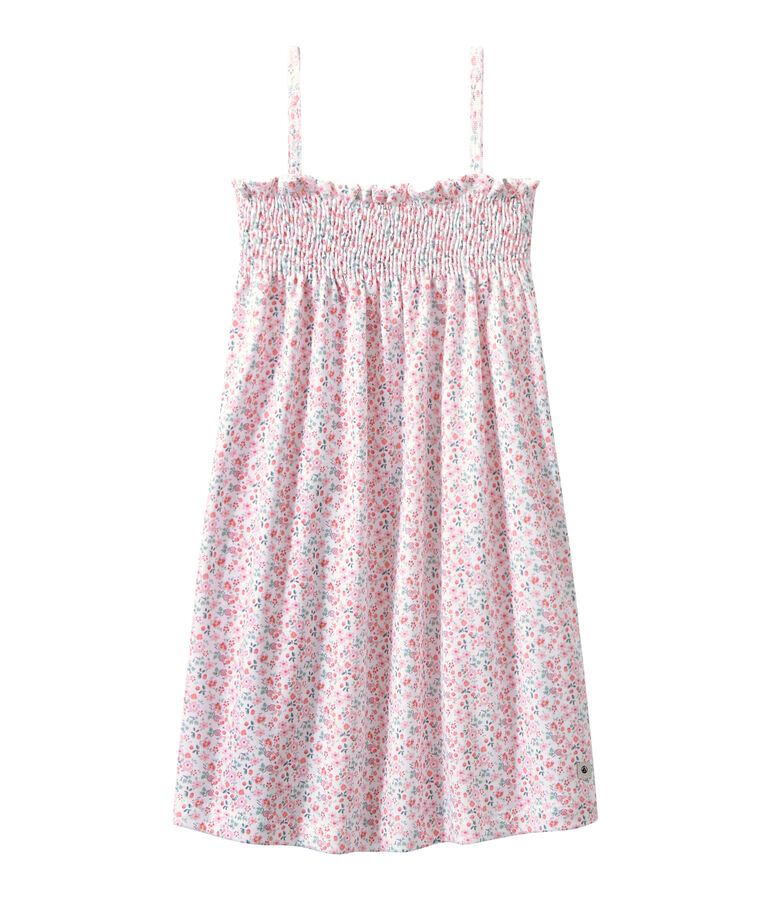 Nuisette fille smock&eacute;e imprim&eacute;e blanc/multicouleur
