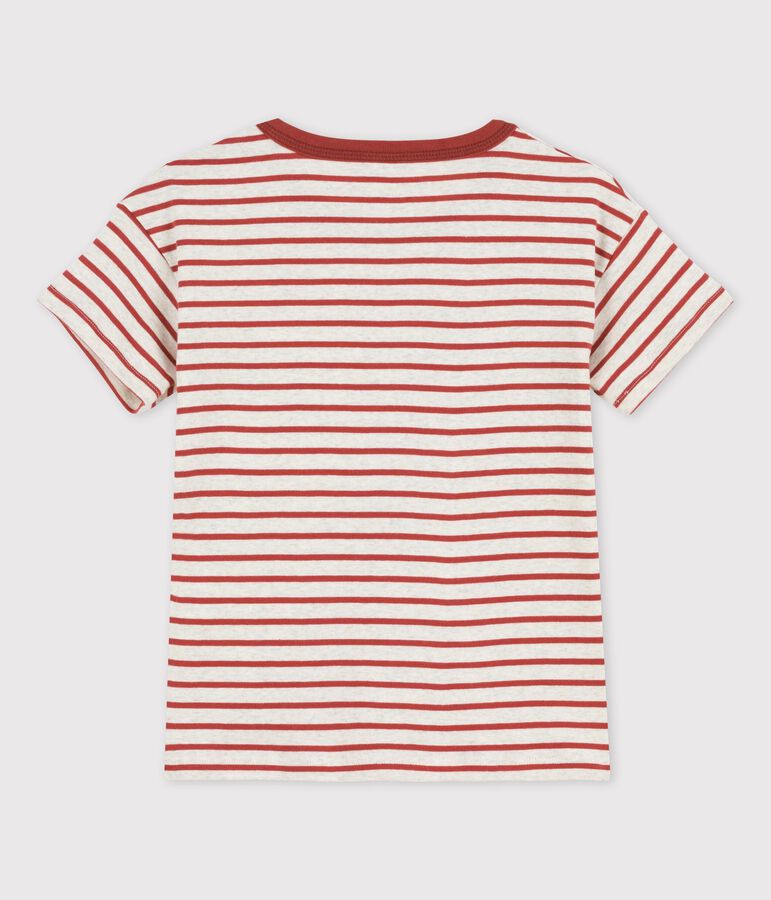 T-shirt manches courtes en coton enfant gar&ccedil;on beige/marron