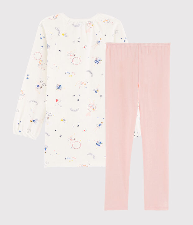 Chemise de nuit imprim&eacute; f&eacute;&eacute;rique petite fille en velours avec legging blanc/multicouleur