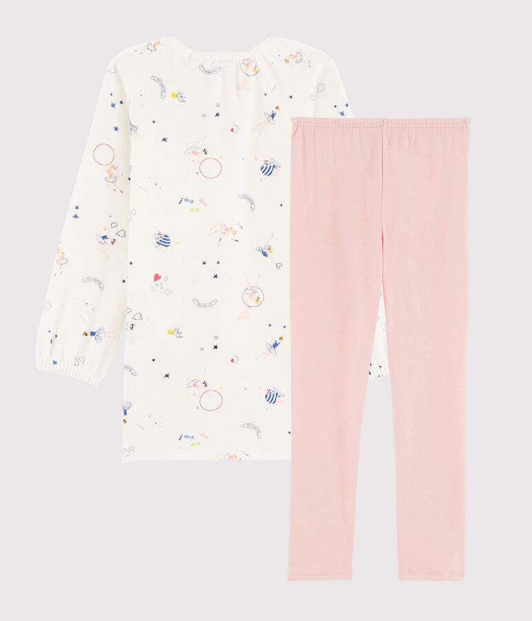 Chemise de nuit imprim&eacute; f&eacute;&eacute;rique petite fille en velours avec legging blanc MARSHMALLOW/blanc MULTICO