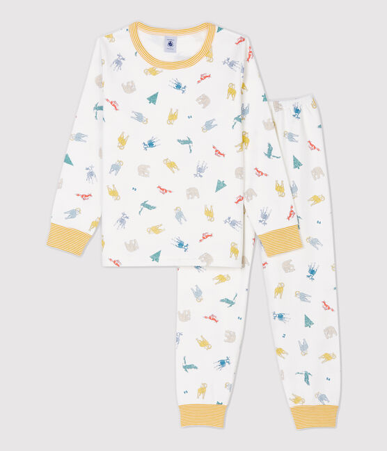 Pyjama imprimé animaux en molleton enfant blanc MARSHMALLOW/blanc MULTICO