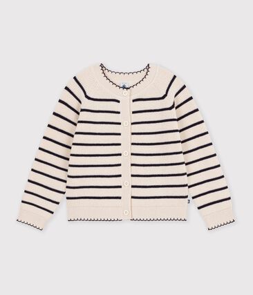 Cardigan enfant en laine et coton à rayures