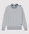 Pull marin en coton Femme blanc MARSHMALLOW/bleu SMOKING