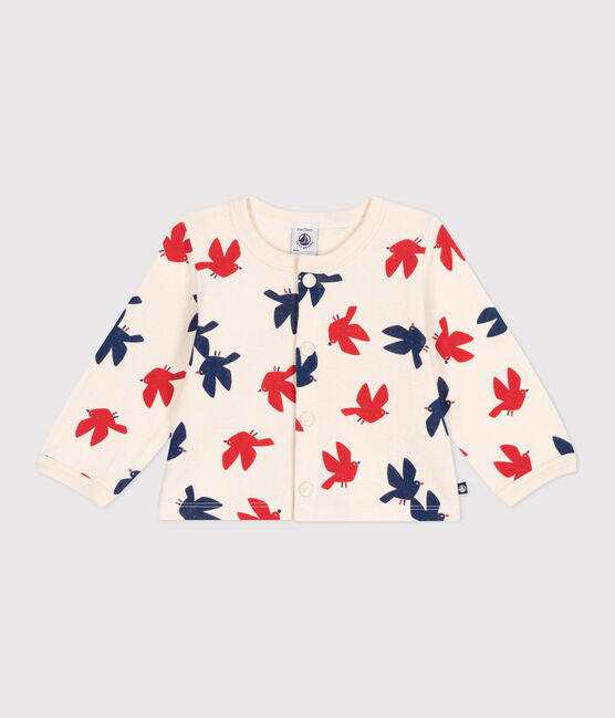 Cardigan bébé en coton, imprimé oiseaux blanc AVALANCHE/ MULTICO