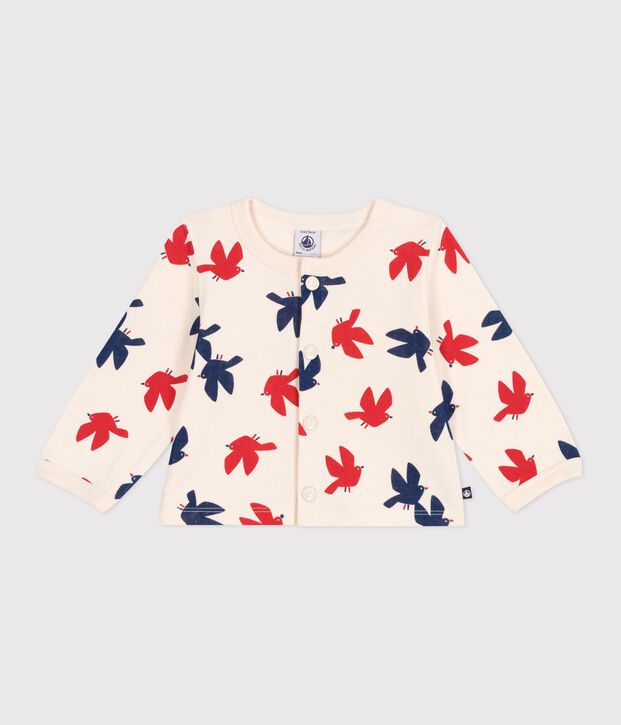 Cardigan b&eacute;b&eacute; en coton, imprim&eacute; oiseaux &eacute;cru/multicouleur