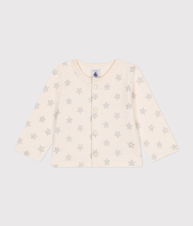 Cardigan en tubique imprim&eacute; &eacute;toile b&eacute;b&eacute; &eacute;cru/gris