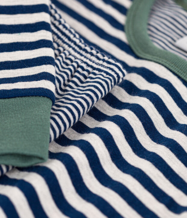 Pyjama milleraies en tubique enfant bleu/beige