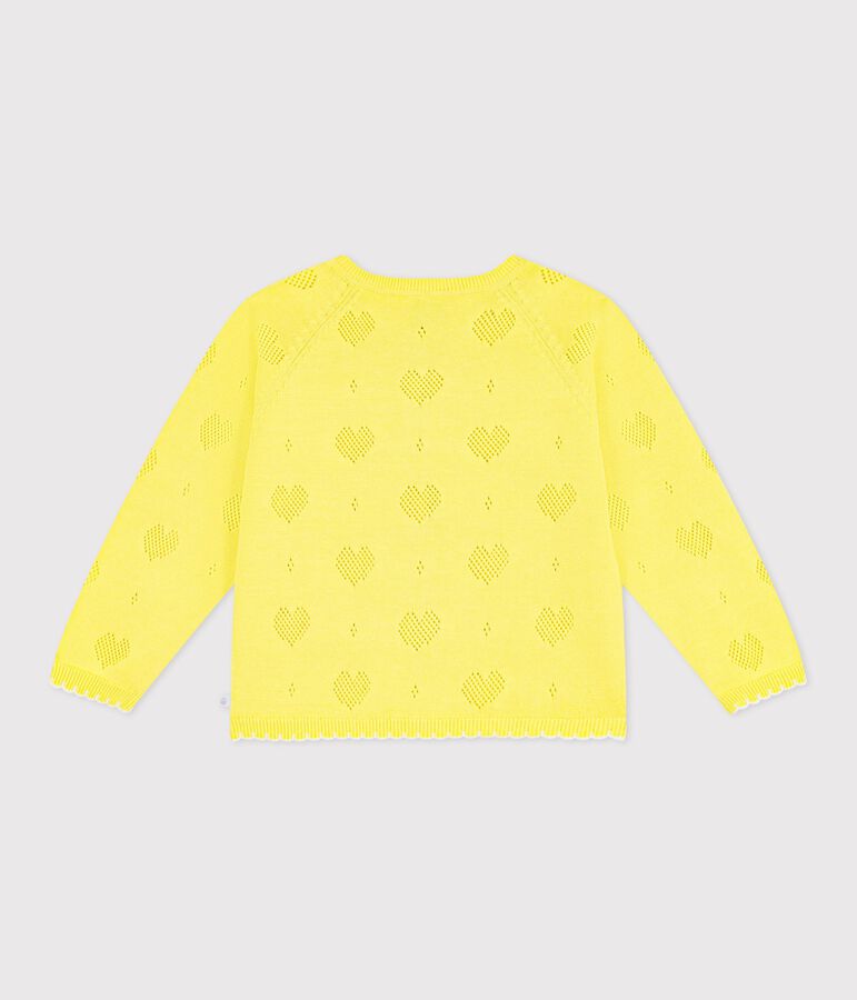 Cardigan enfant en coton uni jaune