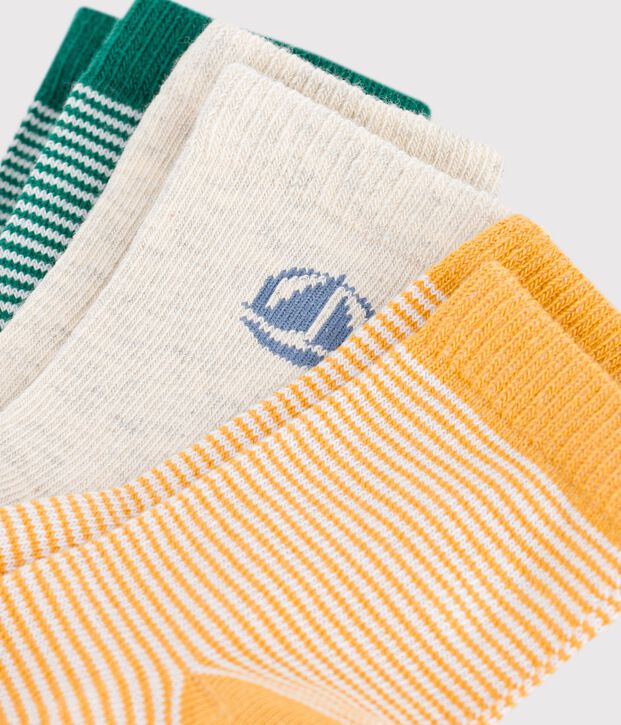 3 paires de chaussettes b&eacute;b&eacute; en coton &agrave; rayures multicouleur