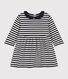 Robe manches longues en tubique rayé bébé