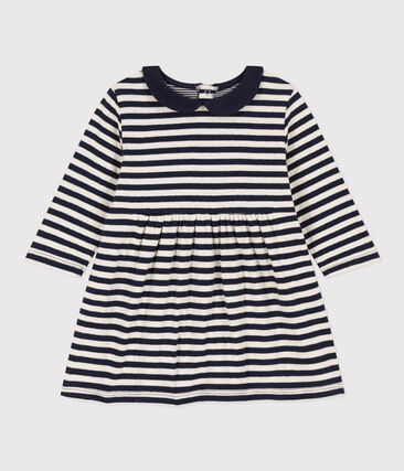 Robe manches longues en tubique rayé bébé