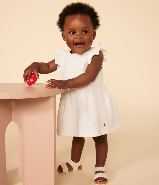 Robe sans manche en coton façonné bébé blanc MARSHMALLOW