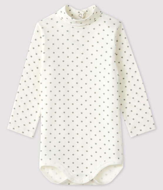 Body manches longues bébé garçon blanc MARSHMALLOW/gris GRIS