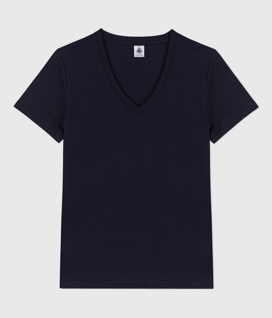 Tee-shirt LE DROIT col V en coton Femme bleu SMOKING