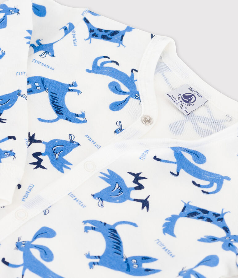 Dors-bien b&eacute;b&eacute; imprim&eacute; fantaisie sans pieds en coton blanc MARSHMALLOW/blanc MULTICO