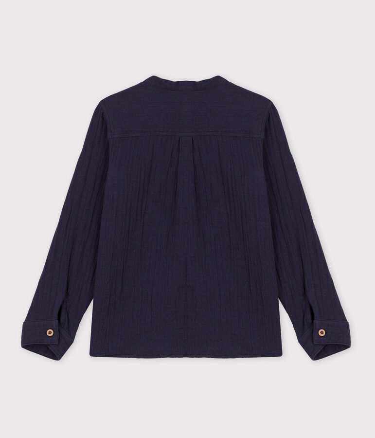 Chemise en gaze de coton enfant gar&ccedil;on bleu