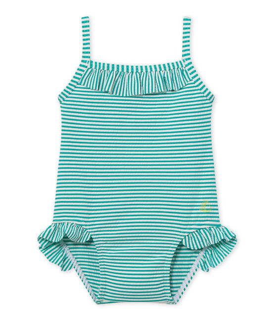 Maillot de bain une pièce bébé fille vert FLAG/blanc LAIT