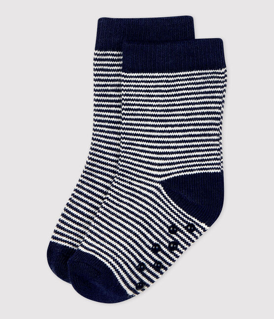 Paire de chaussettes antidérapantes bébé bleu SMOKING/blanc MARSHMALLOW