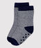 Paire de chaussettes antidérapantes bébé bleu SMOKING/blanc MARSHMALLOW