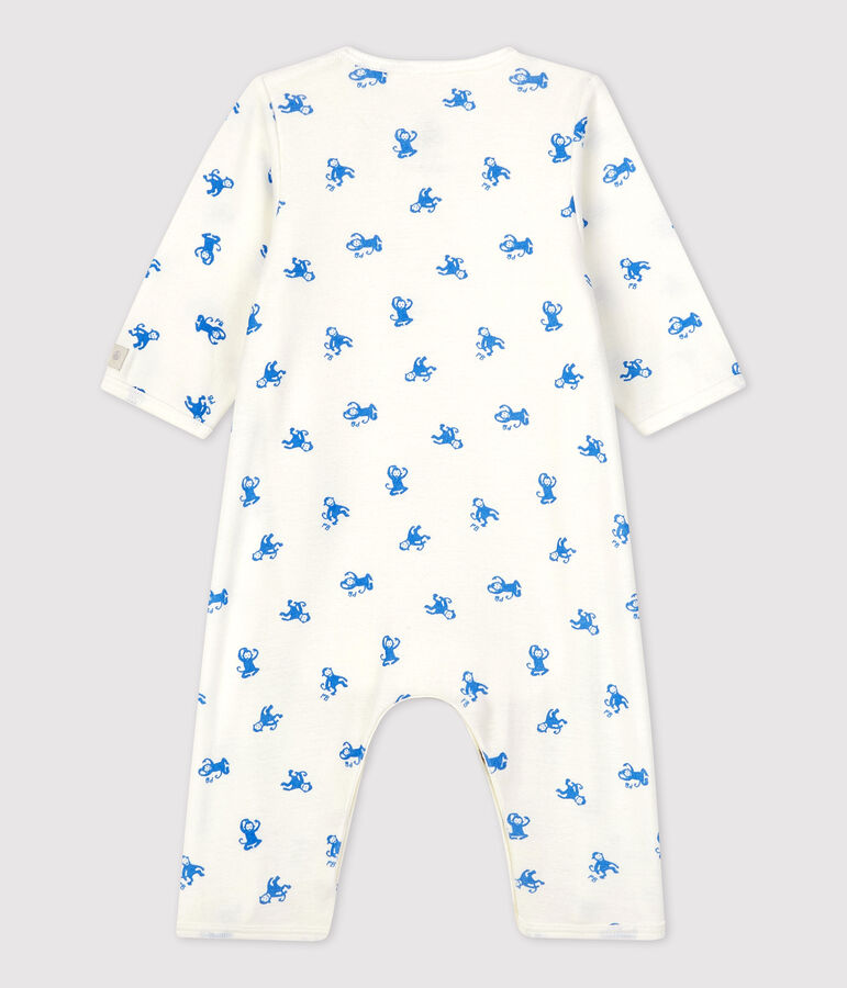 Bodyjama sans pieds  b&eacute;b&eacute; en coton biologique blanc/bleu