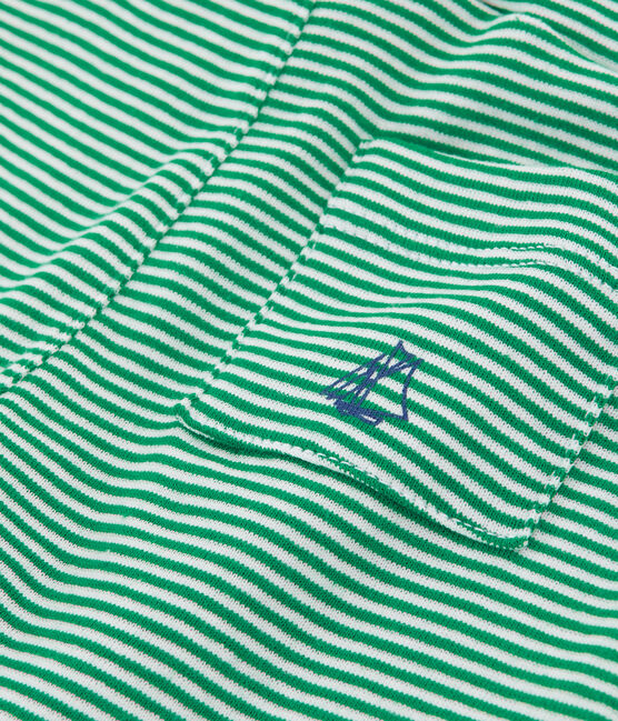 Short bébé garçon rayé vert PIVERT/blanc MARSHMALLOW