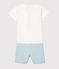 Combicourt bébé garçon faux deux-pièces blanc MARSHMALLOW/bleu ACIER