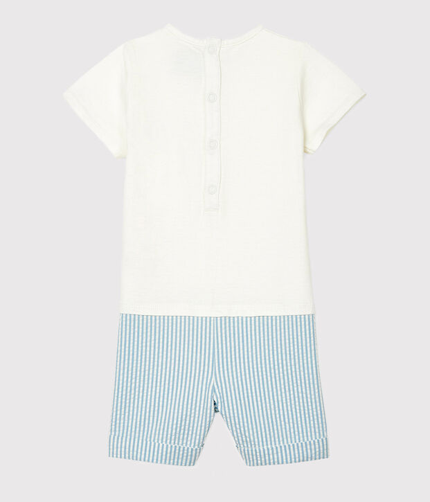 Combicourt b&eacute;b&eacute; gar&ccedil;on faux deux-pi&egrave;ces blanc/bleu