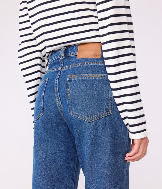 Pantalon droit en denim Femme bleu DENIM MOYEN