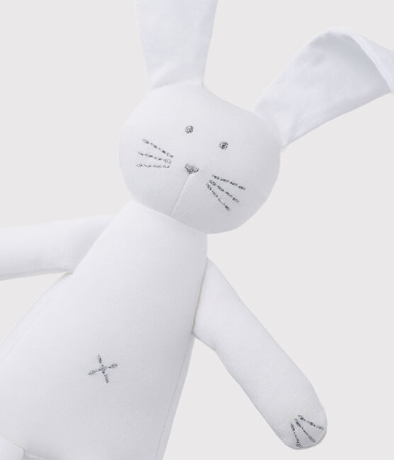 Doudou lapin blanc bébé en jersey blanc ECUME